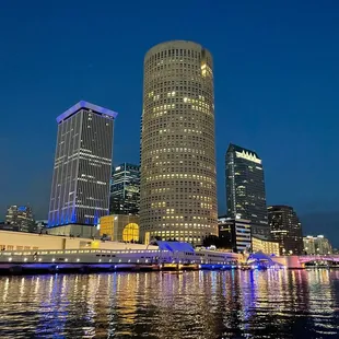 Views from the eBoat in the bay and the river of Downtown Tampa.