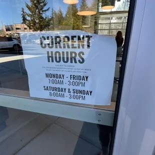 Current Hours March 2023