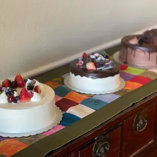 two cakes on a table