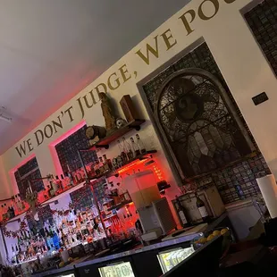 Bar area at Sinners and Saints