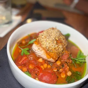 a bowl of food on a table