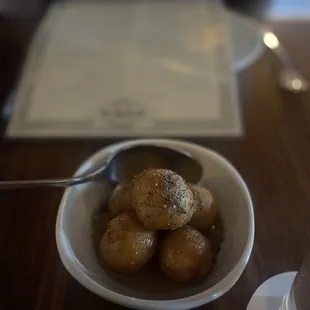 Fried goat cheese, honey, black pepper