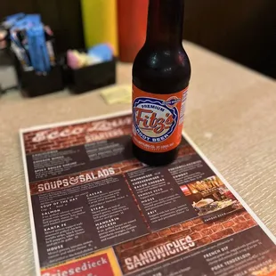 a bottle of beer on a table