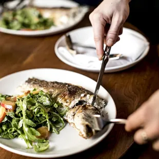 Deboning trout tableside