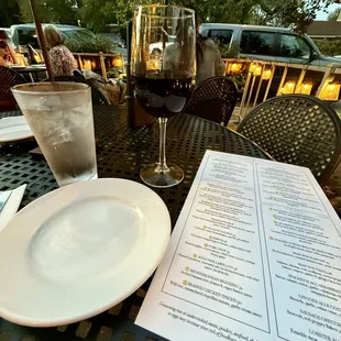Menu and Pinot Noir