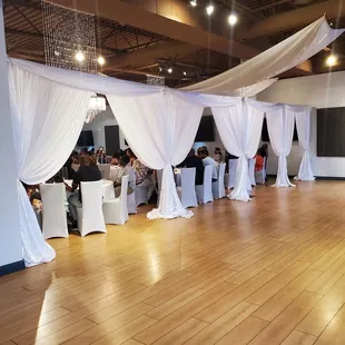 Elegant custom draping elevates the decor