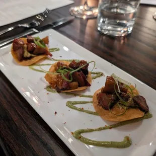 Short rib tacos. So good. (Part of the tasting menu)