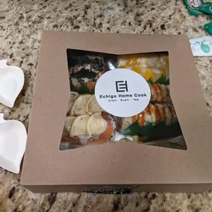 different from how other places pack sushi orders. cute soy sauce bowls were provided.