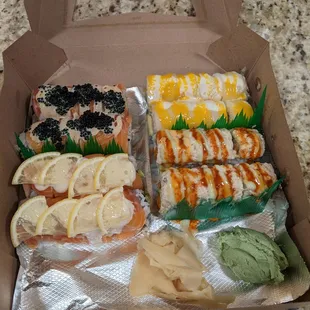 4 rolls. I think they were Salmon, Mummy, Zombie, Echigo 49ers (top left corner - clockwise)