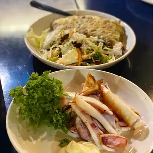 イカ焼きと納豆オムレツ