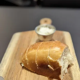 Sourdough bread with some missing.