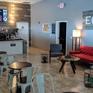 the coffee bar and lounge area