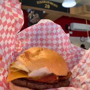 Steak burger with bacon