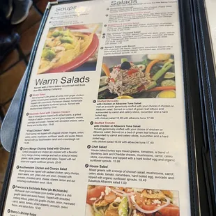 Salad menu