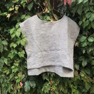 Hand-patterned, hand-sewn organic linen top from Apollo and Daphne.