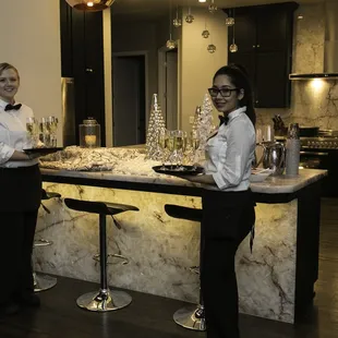 Service staff with hand-passed champagne
