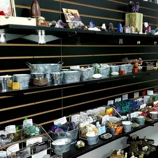 Stones and jewelry display