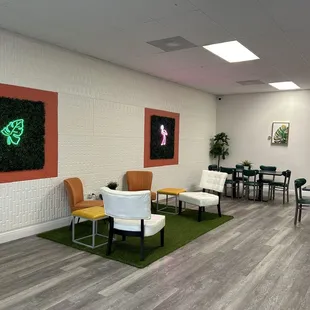 Comfortable seating to your left, right, and center.