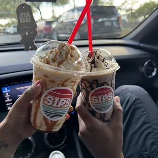 Salted caramel (frozen) and Brookie frozen