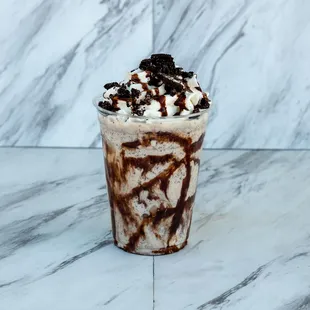 a milkshake in a glass