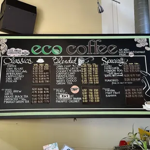 Menu as of April 2023