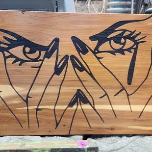 Laser etched wood designs