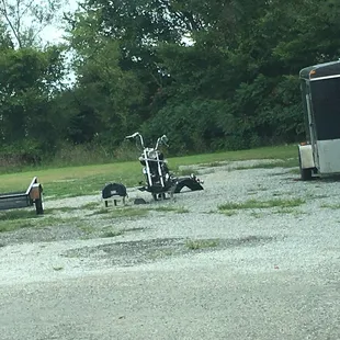 Did your motorcycle breakdown? That's OK just work on it in the parking lot!