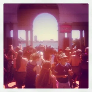 a crowd of people dancing