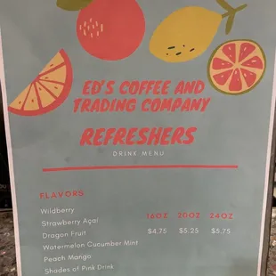 a sign for refreshers