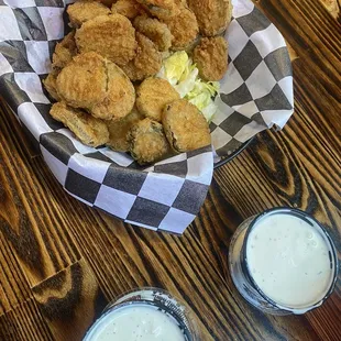 Fried pickles with blue cheese