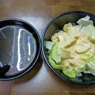 Dinner soup and salad