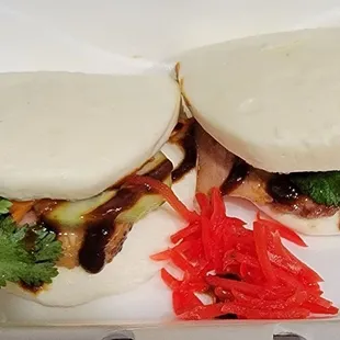two buns on a plate