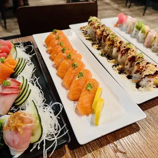 Sashimi, Nigiris, Special Hawaiian, and Deluxe Rainbow