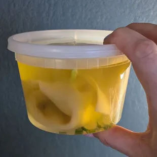 Wonton soup. The broth is so clean.