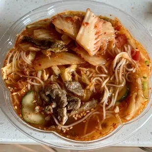 Cold Kuksu Soup with kimchi