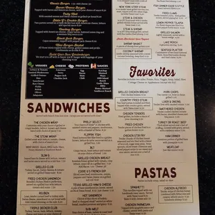 a menu for burgers and sandwiches