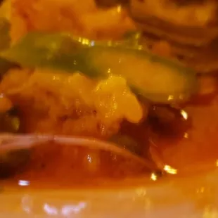 Sliced asparagus in the risotto