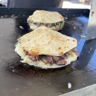 a beef and cheese quesadilla