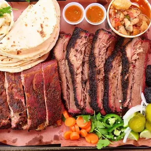 a platter of barbecued meat