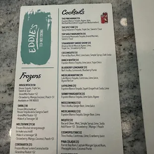 Drink menu