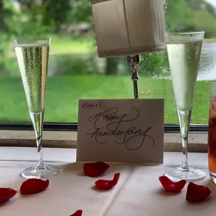 Beautiful table setup for our anniversary and toast compliments of EddieVs