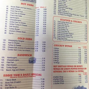 menu