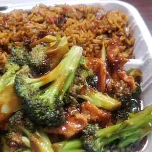 Close up chicken broccoli