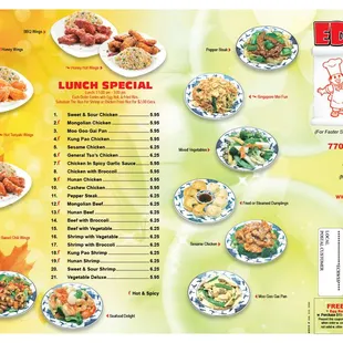 the menu for the restaurant