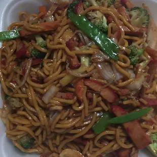 noodles in a styrofoam container