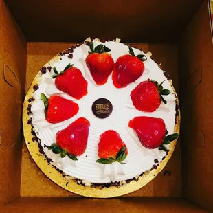 a cake with strawberries on top