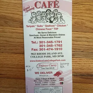 Delivery fee $2, minimum order $11.