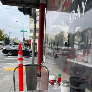 I ate outside and it's a busy street but grateful for the seating.