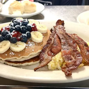 Fruit topping Pancakes combo