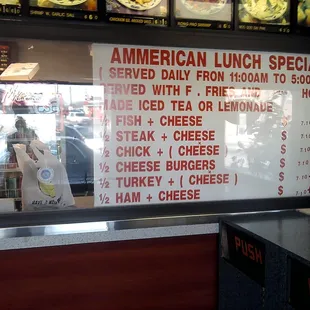 Specials Menu